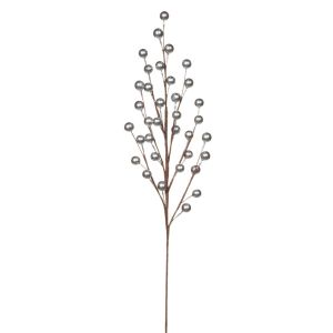 Christmas Floral Berry Spray 35 Berries Metallic Silver