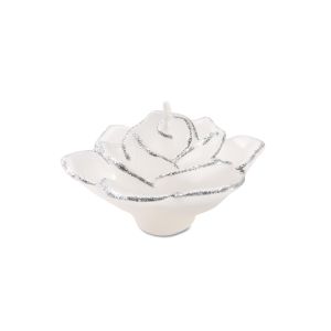Floating Candles Rose Small White With Silver