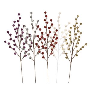 Christmas Floral Berry Spray Glittered Red