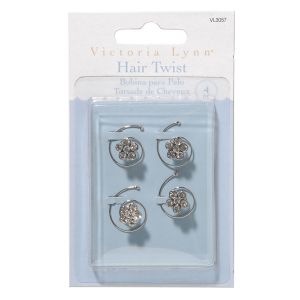 Floral Hair Twist Accents Rhinestones