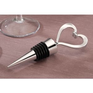 Cut Out Heart Wine Stopper Silver 4.5 Inches