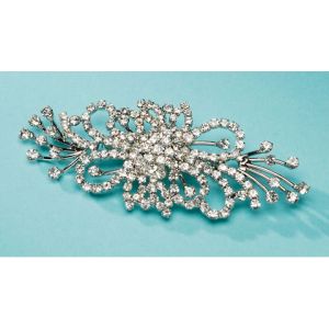 David Tutera Rhinestone Brooch Flat Spray Silver 4 X 1.5 Inches
