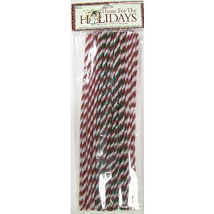 Chenille Stems 8Mm Red White and Green Candy Cane Twists Big Value
