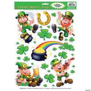 Morris Leprechaun Shamrock Window Clings