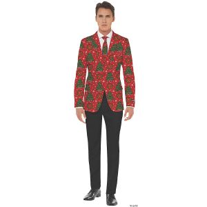 Morris Mens Christmas Trees Jacket And Tie Lg