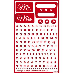 Armour Products Over N Over Glass Etchg Stencil 5 X 8 Mr. and Mrs.