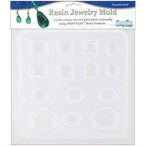 Deep Flex Resin Jewelry Reusable Plastic Mold 7 Inches Assorted Jewel Shapes