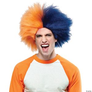 Morris Navy Blue And Orange Sports Wig