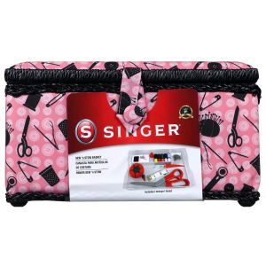SINGER Large Sewing Basket Kit 126pcs Pink And Black