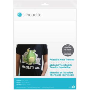 Silhouette Printable Heat Transfer Material 8.5inchX11inch 5 Per Pkg For Dark Fabrics