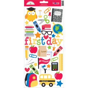 School Cardstock Stickers 6 X 13 inches Icons