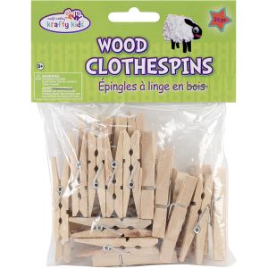 Krafty Kids Wood Clothespins-Natural 1.875 inch 24 Per Pkg 