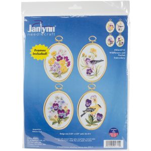 Janlynn Embroidery KitWildflowers and Finches3.25inchesX4.25inches Stitched In Floss