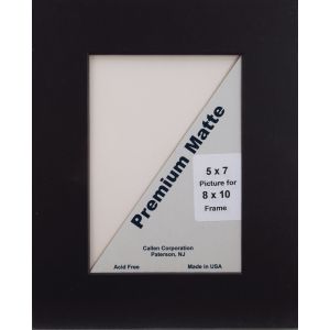 Photo Mat 8 inch X10 inch Single Hand Cut W Bevel Edge Black W Black Core