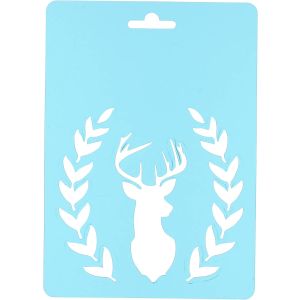 Momenta Stencil 5 inch X7 inch Deer Head With Fauna