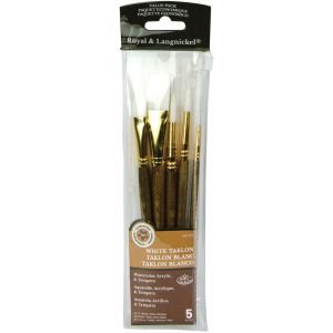 Royal Langnickel White Taklon Value Pack Brush Set-5 Per Pkg 