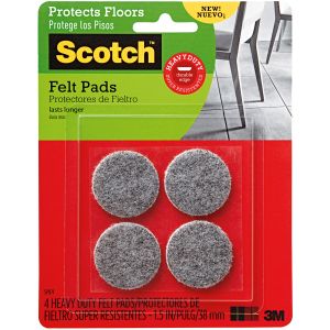 Scotch Heavy Duty Felt Pads 1.5 inch 4 Per Pkg
