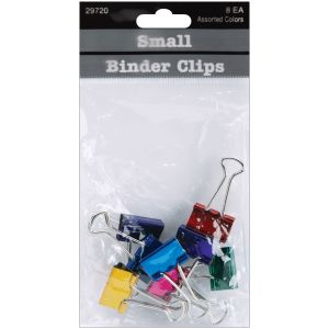 Small Binder Clips .75 inch 8 Per Pkg -Assorted Colors