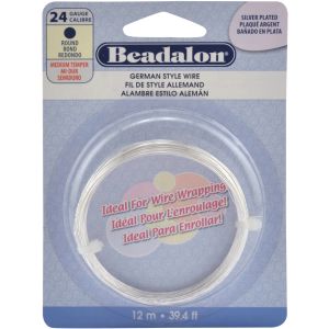 Beadalon German Style Wire-Silver Round - 24 Gauge, 37.4'