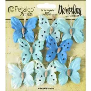 Petaloo Darjeeling Teastained Butterflies 8 Per Pkg Teal 1.5 inch 