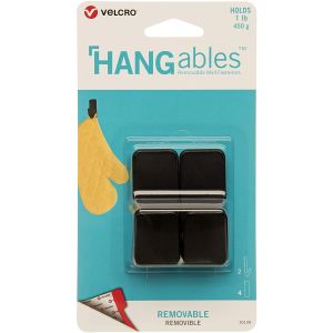 VelcroR Brand HANGables Removable Small Hook 2 Per Pkg Black Holds Up To 1lb