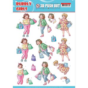 Find It Trading Yvonne Creations Punchout Sheet-Shopping, Bubbly Girls