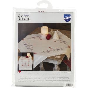 Vervaco Stamped Table Runner Cross Stitch Kit 16 X 40 Inch Christmas Trees