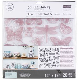 Prima Marketing ReDesign Decor Clear Cling Stamps 12inchesX12inchesMonarch Collection