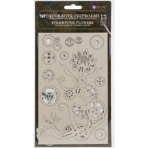 Finnabair Decorative Chipboard-Steampunk Flowers 13 Per Pkg 