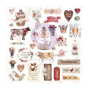 Farm Sweet Farm Cardstock Ephemera 34 Per Pkg -Shapes Tags Words Foiled Accents