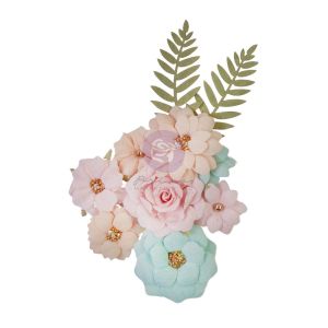 Prima Marketing Fabric Flowers-Sunkissed/Peach Tea