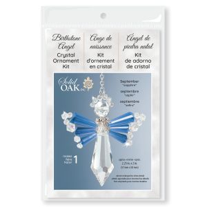 Solid Oak Birthstone Angel Crystal Suncatcher Ornament Kit-September/Sapphire