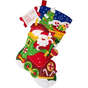 Bucilla Felt Stocking Applique Kit 18 Inch LongSanta s Peppermint Express