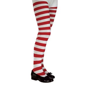 Rubies Red and White Striped Tights Child Costume Large