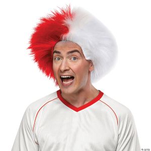 Morris Red And Opaque White Sports Wig