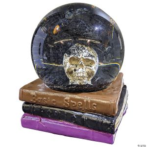 Morris SKULL WATER GLOBE ON SPELL BOOKS