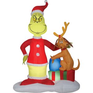 Gemmy Grinch And Max W Present Airbl