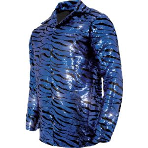Underwraps Tiger Shirt Blue Sequin Adult Item ID UR30304XXL