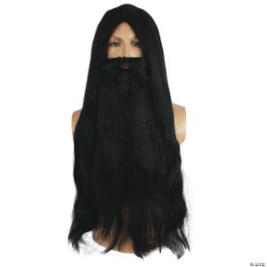 Morris Wizard Beard And Wig Set-Black