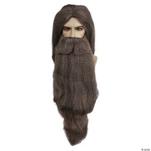 Morris Wizard Beard And Wig Set-Gray
