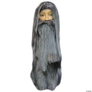 Morris Wizard Beard And Wig Set-Gray