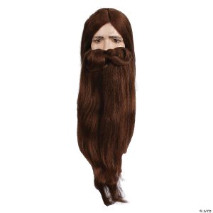 Morris Wizard Beard And Wig Set-Md Brwn