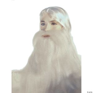 Morris Wizard Beard And Wig Set-White