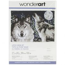  Caron Wonderart Latch Hook Kit 27"X40"-Midnight Wolves