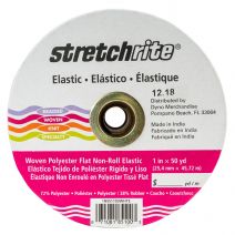 Stretchrite Flat Non-Roll Polyester Woven Elastic 1"X50yd-White