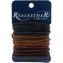  Realeather Crafts Round Leather Lace 2mmX8yd Carded-Ebony, Cedar & Mahogany