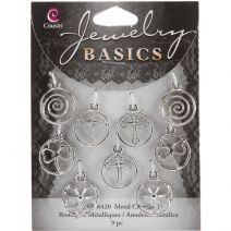  Jewelry Basics Metal Charms Silver Shapes 9 Per Pkg