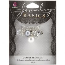  Jewelry Basics Metal Charms Smoke Glass and Metal Bead Cluster 11 Per Pkg