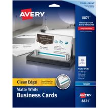  Avery Matte White Clean Edge Business Cards 2"X3.5" 200/Pkg-For Inkjet Printers, Two-Side Printable
