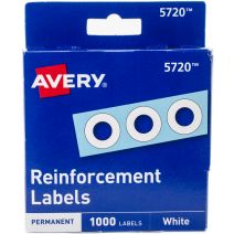  Avery White Self-Adhesive Reinforcement Labels 1000/Pkg-.25" Round